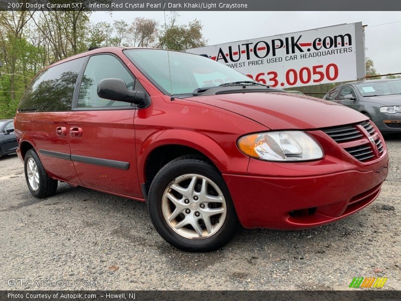 Inferno Red Crystal Pearl / Dark Khaki/Light Graystone 2007 Dodge Caravan SXT