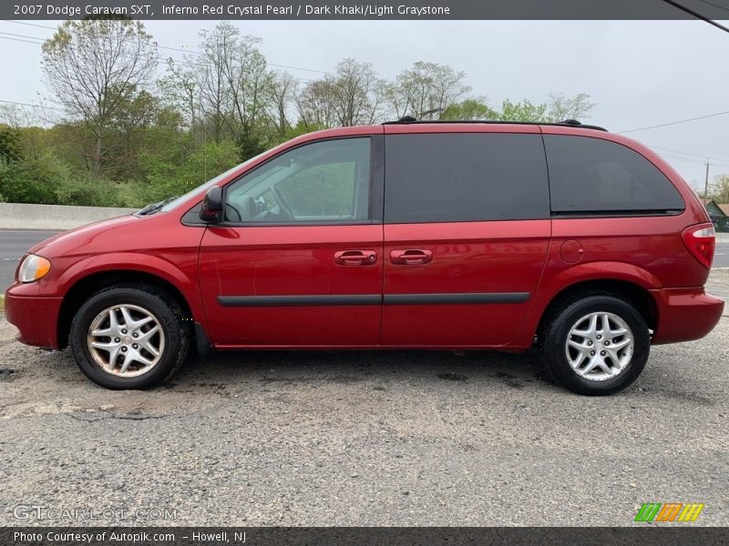 Inferno Red Crystal Pearl / Dark Khaki/Light Graystone 2007 Dodge Caravan SXT