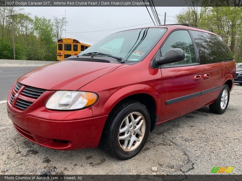 Inferno Red Crystal Pearl / Dark Khaki/Light Graystone 2007 Dodge Caravan SXT