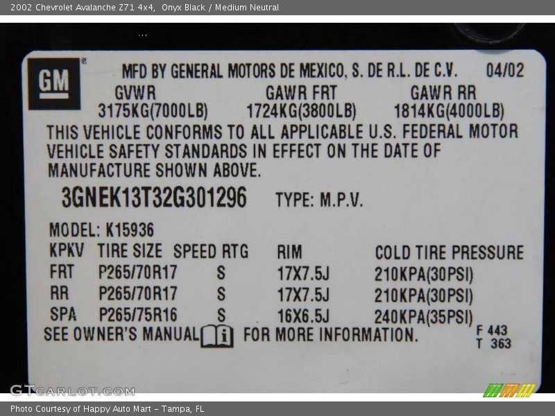 Onyx Black / Medium Neutral 2002 Chevrolet Avalanche Z71 4x4