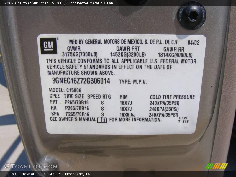 Light Pewter Metallic / Tan 2002 Chevrolet Suburban 1500 LT