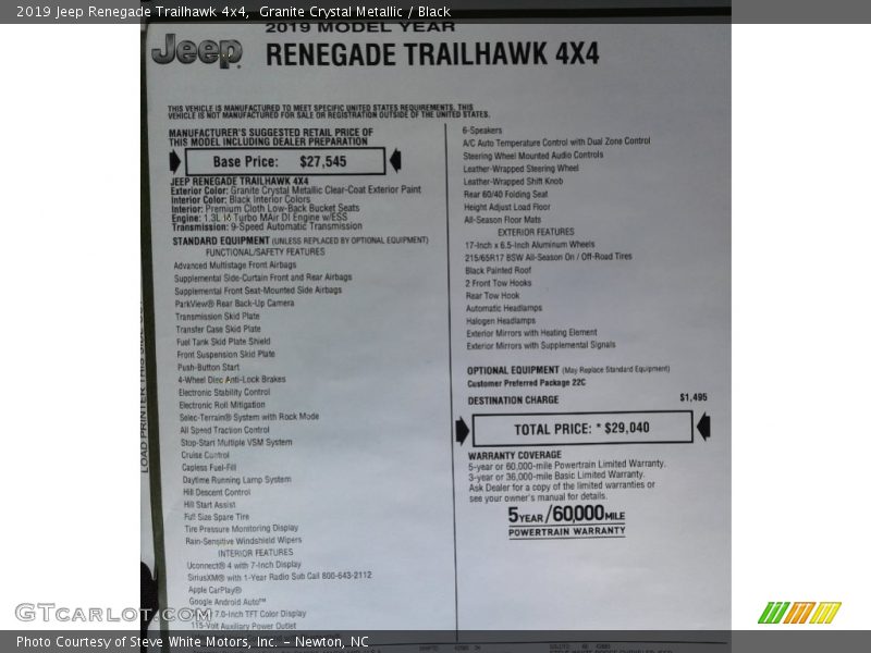 Granite Crystal Metallic / Black 2019 Jeep Renegade Trailhawk 4x4