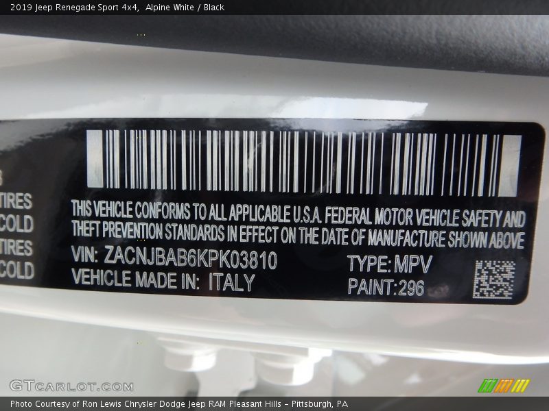 Alpine White / Black 2019 Jeep Renegade Sport 4x4