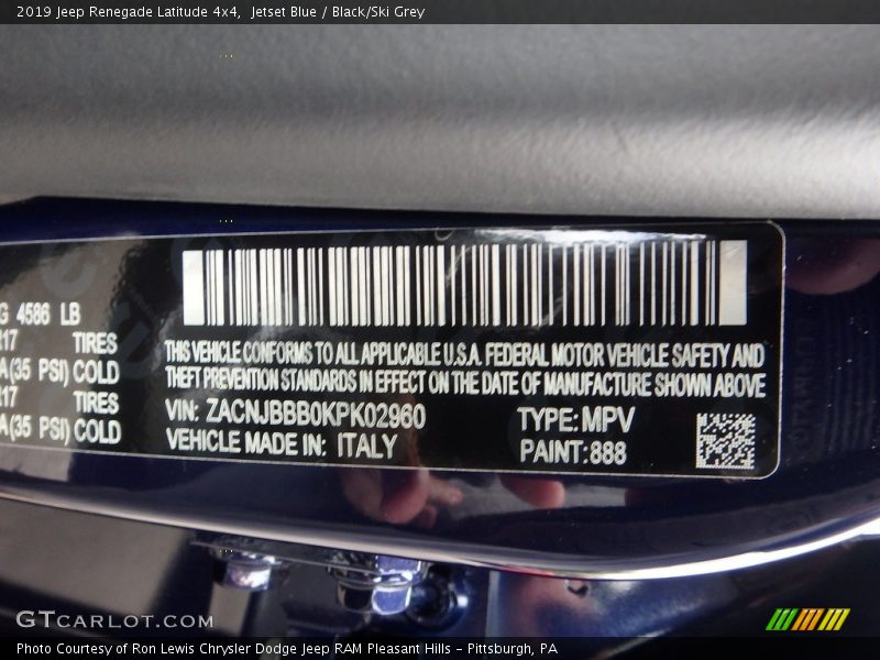 Jetset Blue / Black/Ski Grey 2019 Jeep Renegade Latitude 4x4