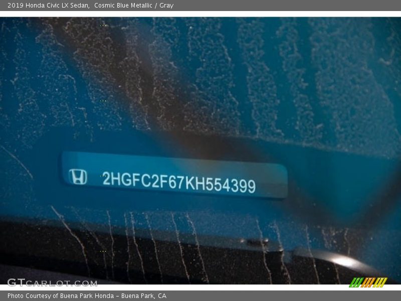 Cosmic Blue Metallic / Gray 2019 Honda Civic LX Sedan