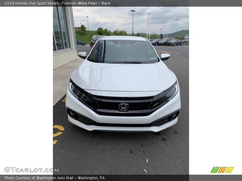 Platinum White Pearl / Black 2019 Honda Civic Sport Sedan