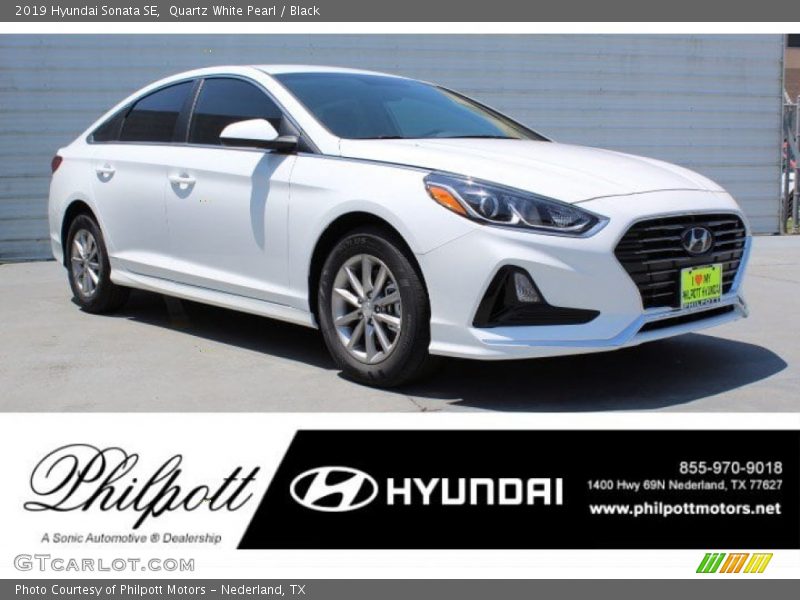 Quartz White Pearl / Black 2019 Hyundai Sonata SE