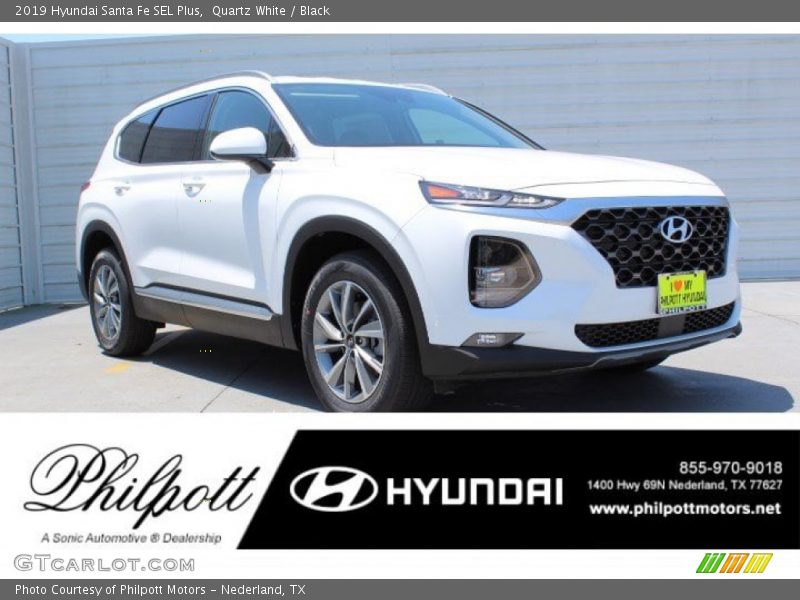 Quartz White / Black 2019 Hyundai Santa Fe SEL Plus