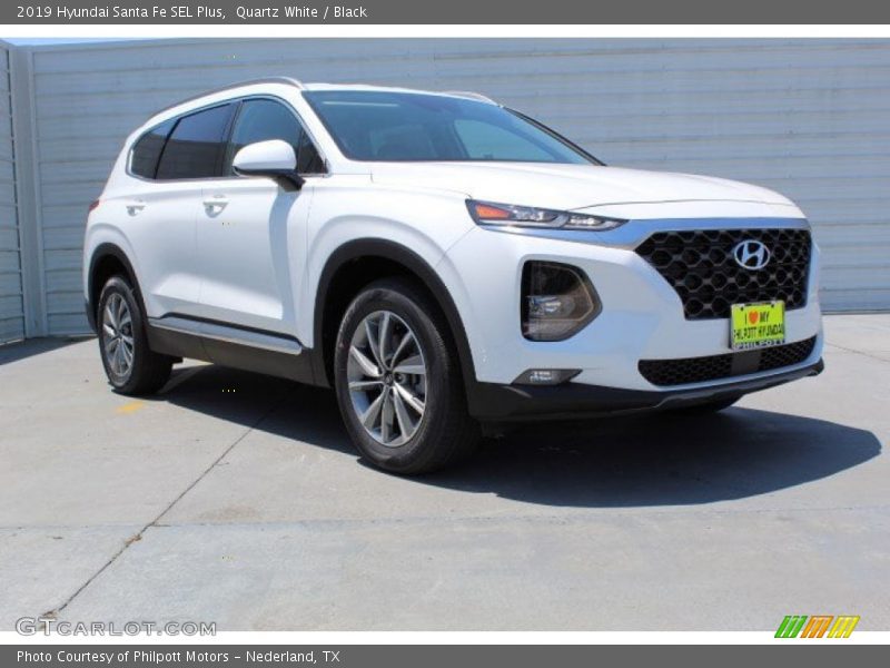 Quartz White / Black 2019 Hyundai Santa Fe SEL Plus