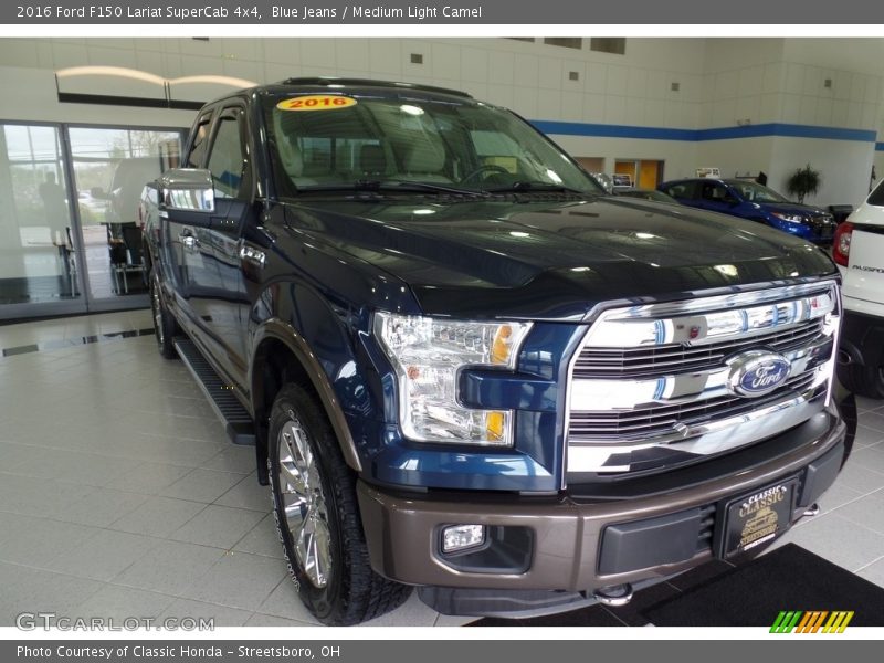 Blue Jeans / Medium Light Camel 2016 Ford F150 Lariat SuperCab 4x4