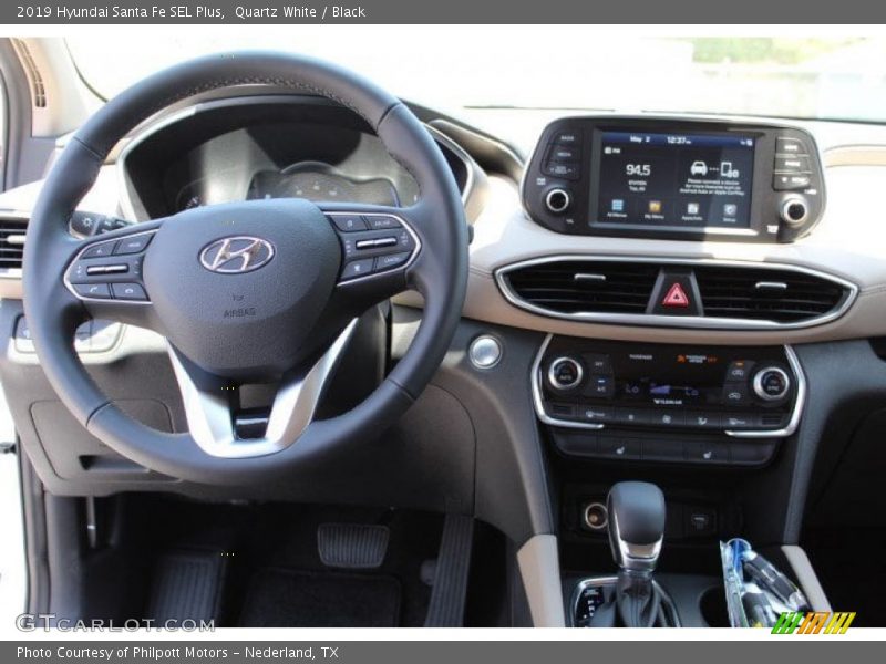 Quartz White / Black 2019 Hyundai Santa Fe SEL Plus