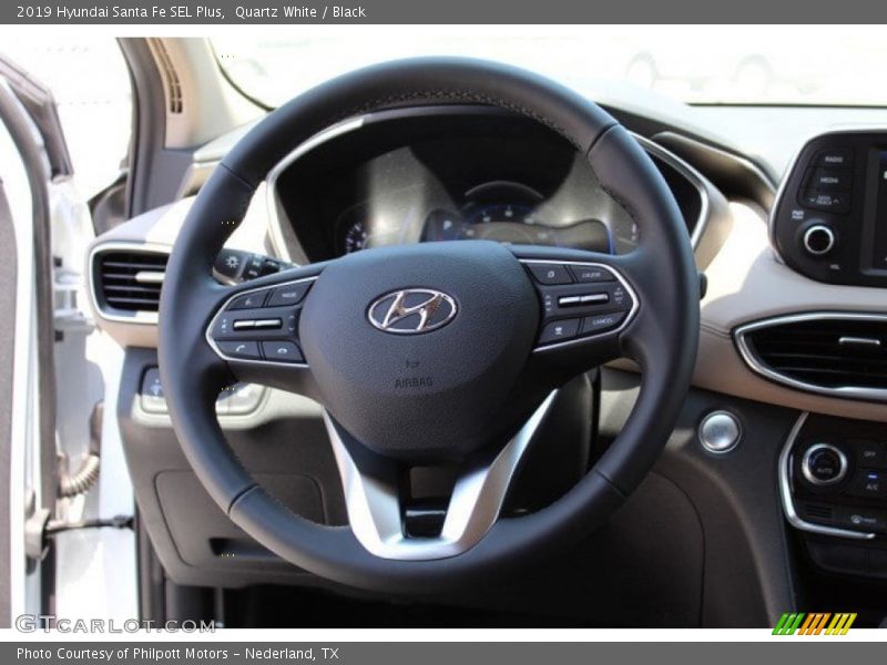 Quartz White / Black 2019 Hyundai Santa Fe SEL Plus