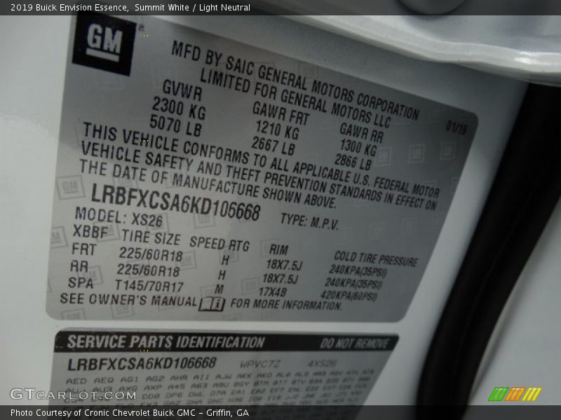 Summit White / Light Neutral 2019 Buick Envision Essence