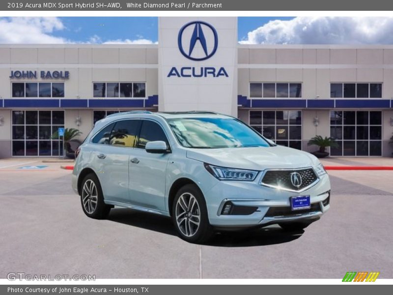 White Diamond Pearl / Parchment 2019 Acura MDX Sport Hybrid SH-AWD