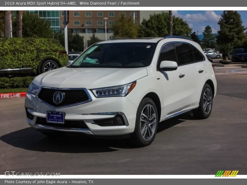 White Diamond Pearl / Parchment 2019 Acura MDX Sport Hybrid SH-AWD