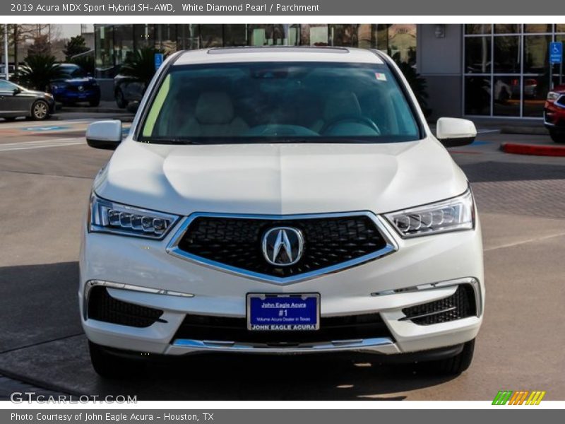 White Diamond Pearl / Parchment 2019 Acura MDX Sport Hybrid SH-AWD