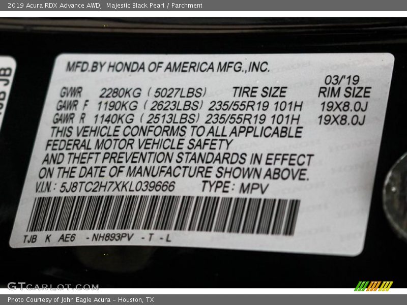 Majestic Black Pearl / Parchment 2019 Acura RDX Advance AWD