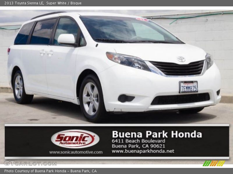 Super White / Bisque 2013 Toyota Sienna LE