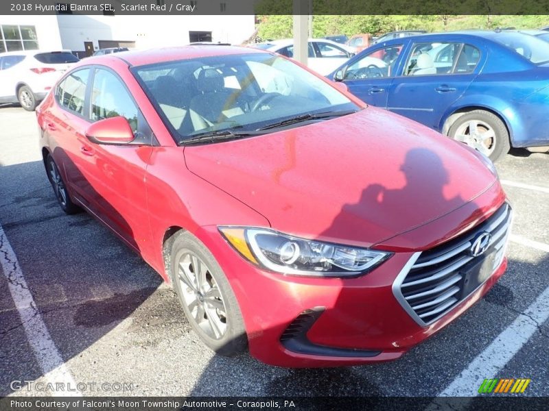 Scarlet Red / Gray 2018 Hyundai Elantra SEL
