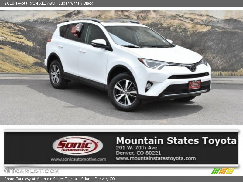 Super White / Black 2018 Toyota RAV4 XLE AWD