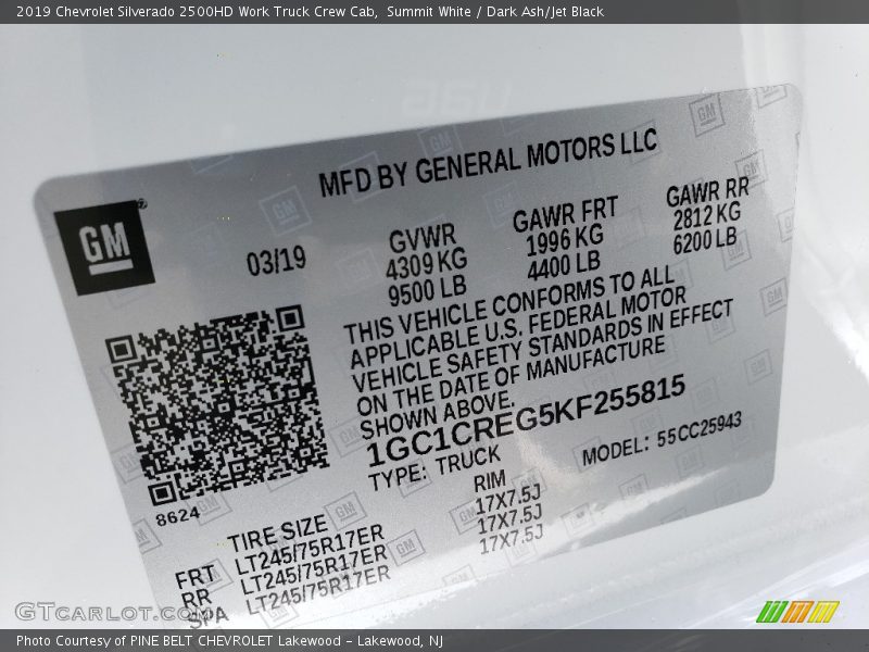 Summit White / Dark Ash/Jet Black 2019 Chevrolet Silverado 2500HD Work Truck Crew Cab