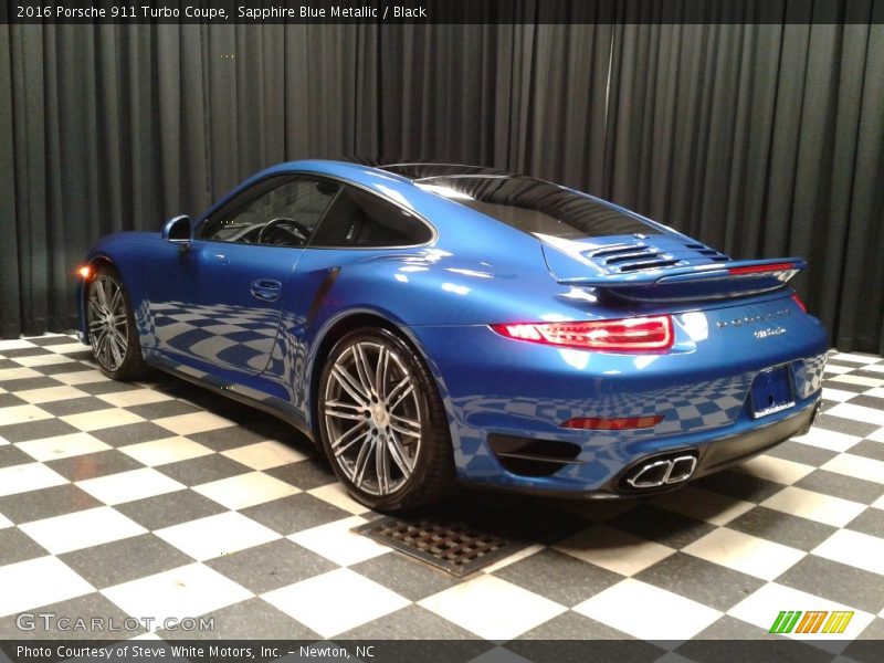 Sapphire Blue Metallic / Black 2016 Porsche 911 Turbo Coupe