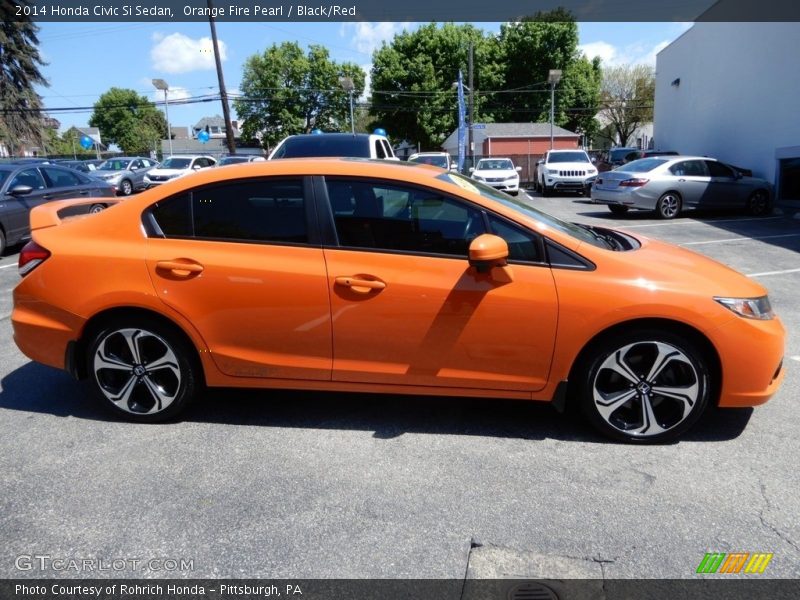 Orange Fire Pearl / Black/Red 2014 Honda Civic Si Sedan