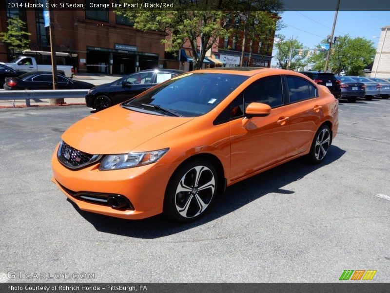 Orange Fire Pearl / Black/Red 2014 Honda Civic Si Sedan