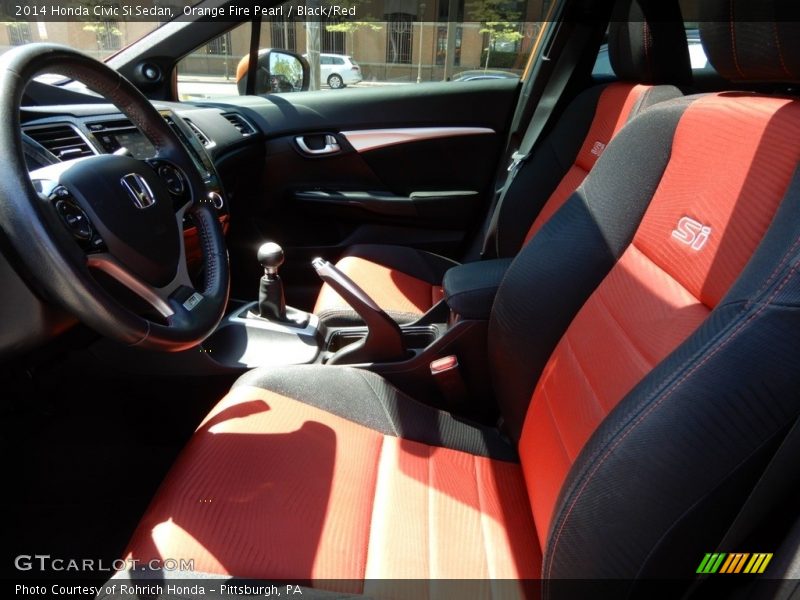 Orange Fire Pearl / Black/Red 2014 Honda Civic Si Sedan