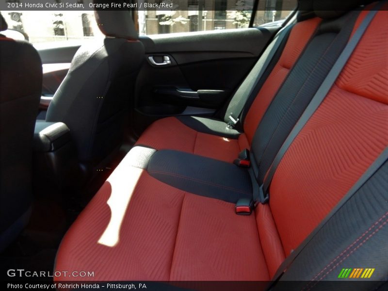 Orange Fire Pearl / Black/Red 2014 Honda Civic Si Sedan