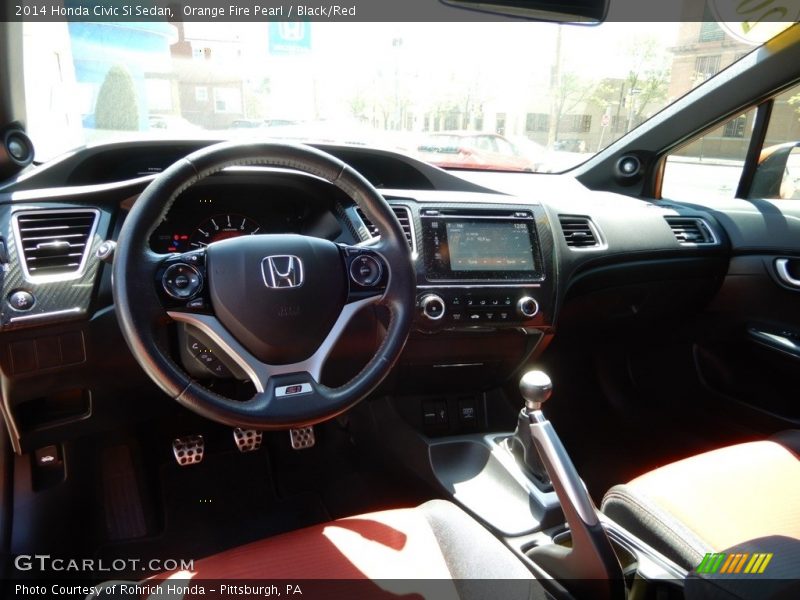 Orange Fire Pearl / Black/Red 2014 Honda Civic Si Sedan