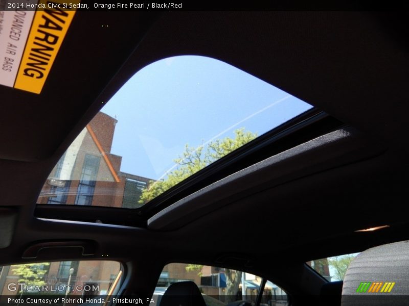 Orange Fire Pearl / Black/Red 2014 Honda Civic Si Sedan