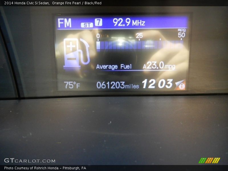 Orange Fire Pearl / Black/Red 2014 Honda Civic Si Sedan