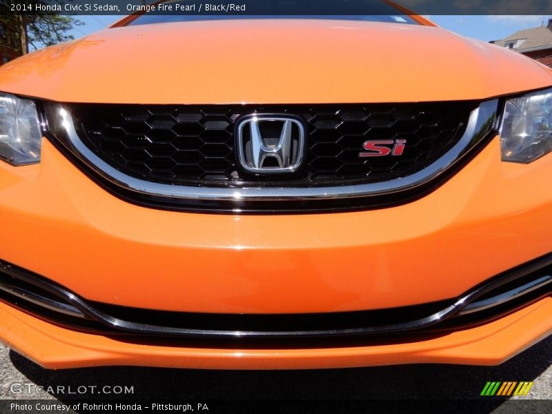 Orange Fire Pearl / Black/Red 2014 Honda Civic Si Sedan