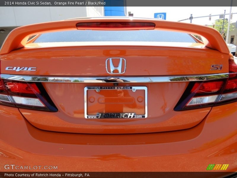 Orange Fire Pearl / Black/Red 2014 Honda Civic Si Sedan