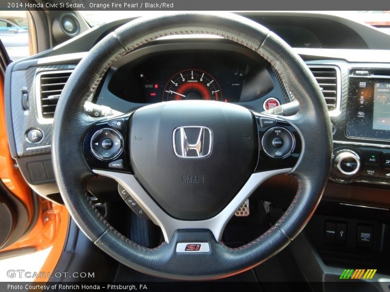 Orange Fire Pearl / Black/Red 2014 Honda Civic Si Sedan