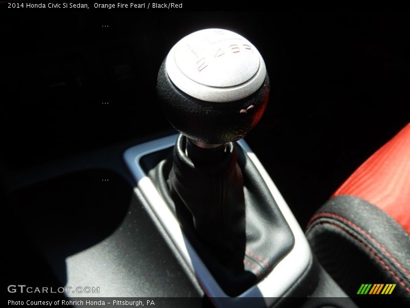 Orange Fire Pearl / Black/Red 2014 Honda Civic Si Sedan