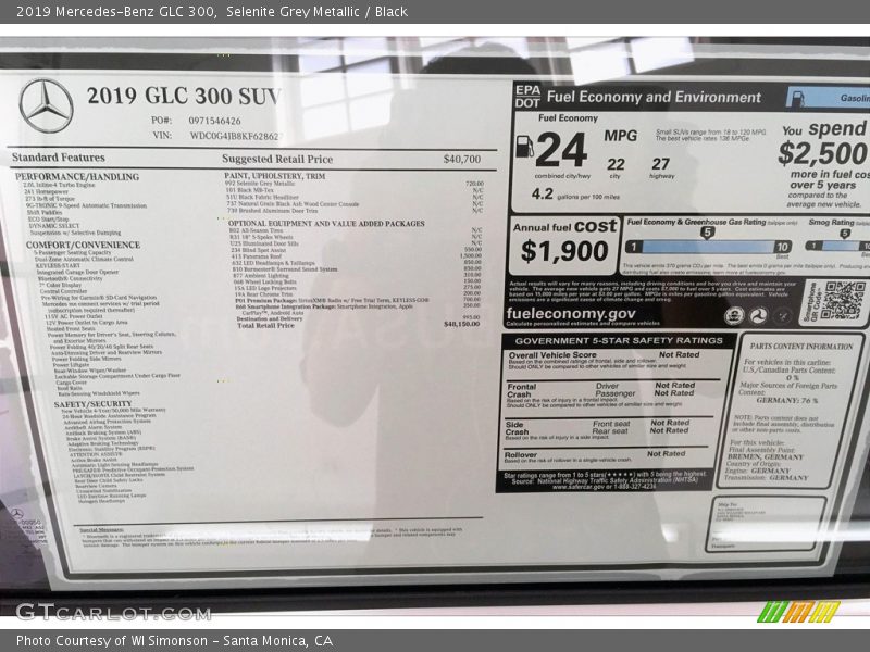 Selenite Grey Metallic / Black 2019 Mercedes-Benz GLC 300