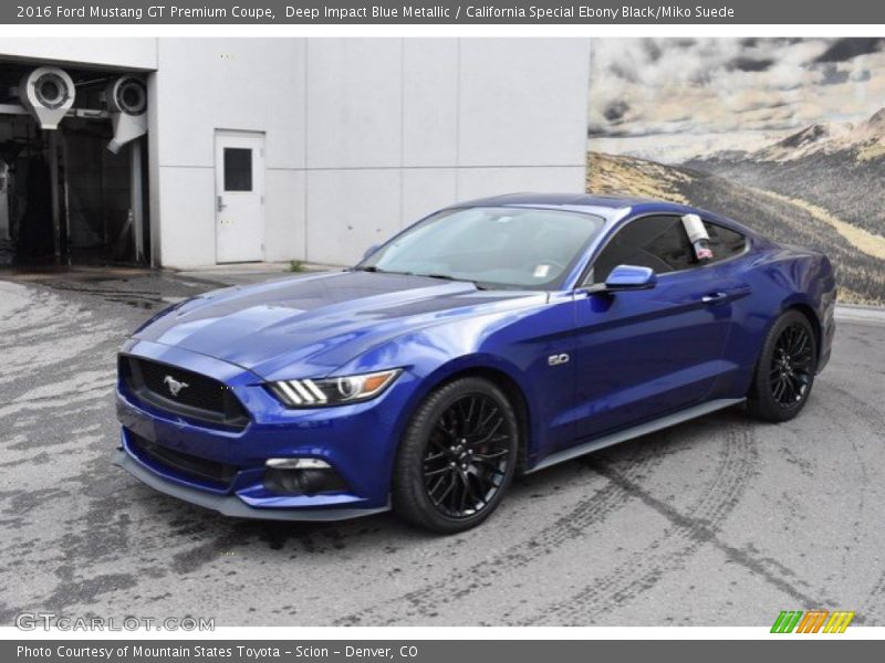 Deep Impact Blue Metallic / California Special Ebony Black/Miko Suede 2016 Ford Mustang GT Premium Coupe