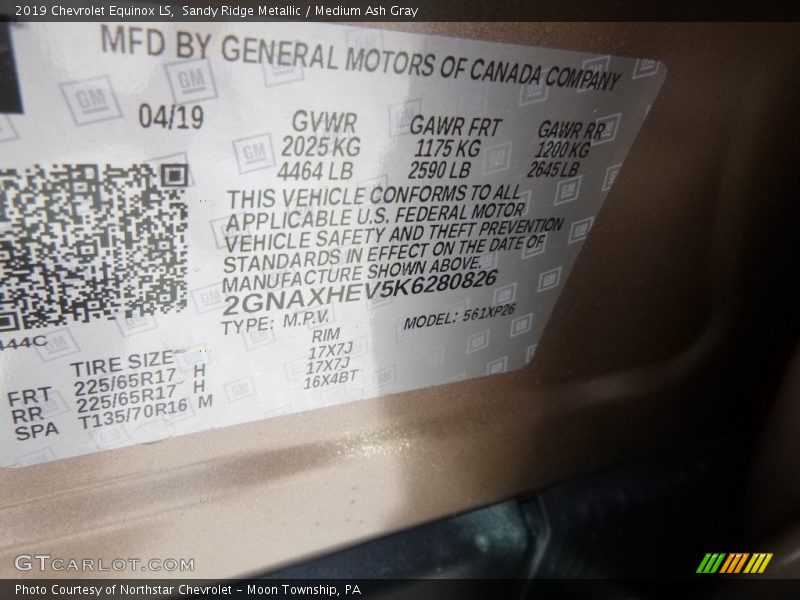 Sandy Ridge Metallic / Medium Ash Gray 2019 Chevrolet Equinox LS