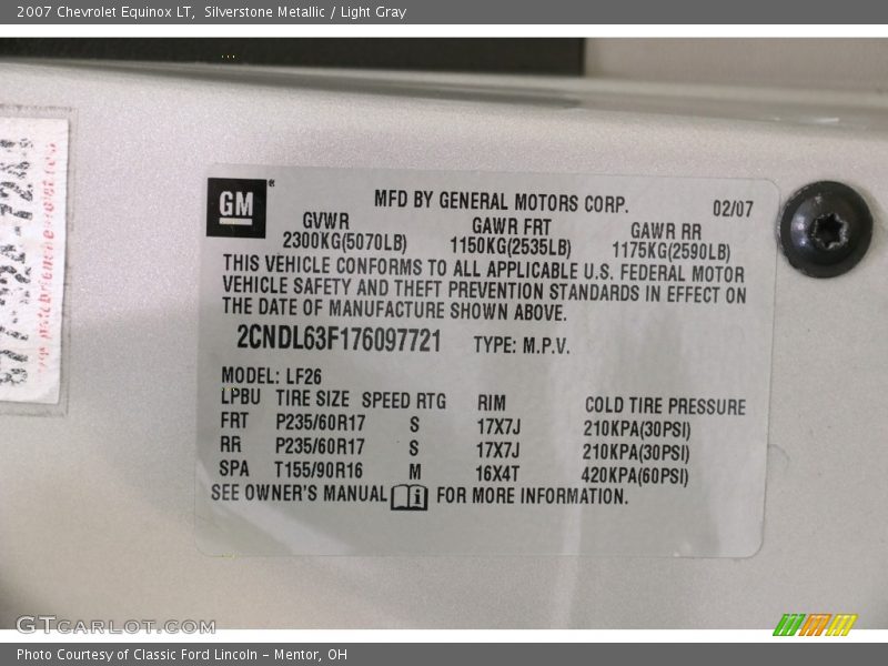 Silverstone Metallic / Light Gray 2007 Chevrolet Equinox LT