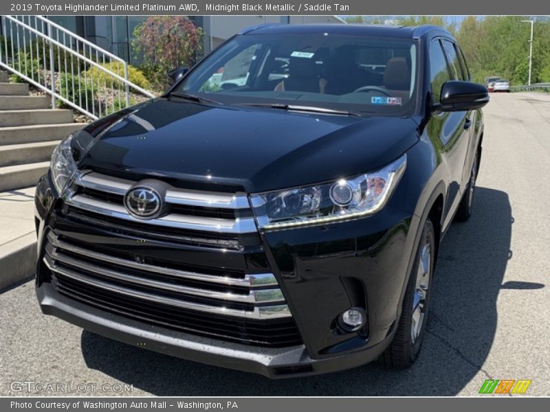Midnight Black Metallic / Saddle Tan 2019 Toyota Highlander Limited Platinum AWD