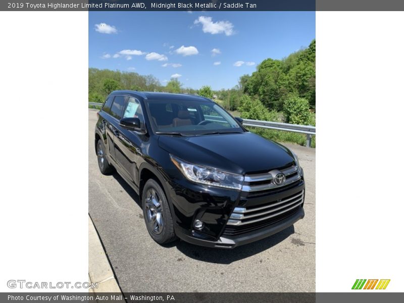 Midnight Black Metallic / Saddle Tan 2019 Toyota Highlander Limited Platinum AWD