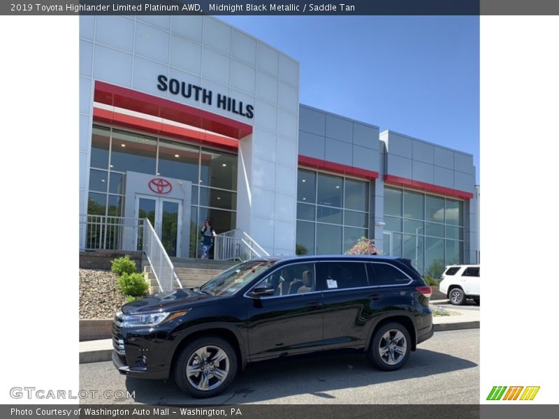 Midnight Black Metallic / Saddle Tan 2019 Toyota Highlander Limited Platinum AWD