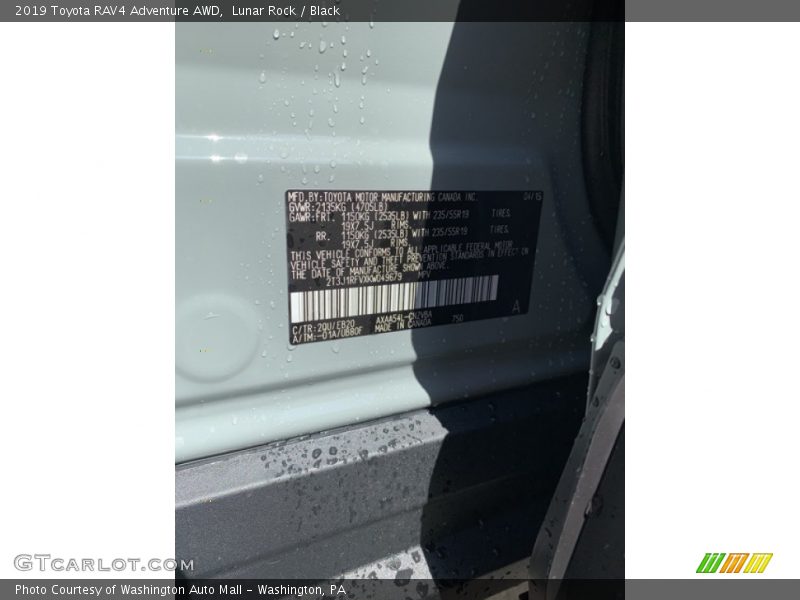 Lunar Rock / Black 2019 Toyota RAV4 Adventure AWD