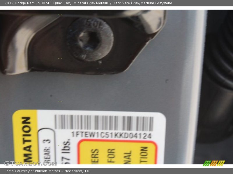 Mineral Gray Metallic / Dark Slate Gray/Medium Graystone 2012 Dodge Ram 1500 SLT Quad Cab