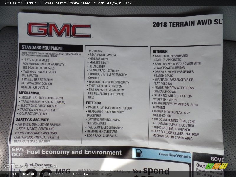 Summit White / Medium Ash Gray/­Jet Black 2018 GMC Terrain SLT AWD