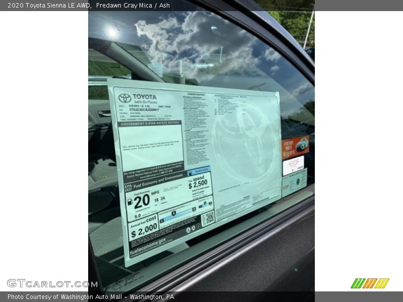 Predawn Gray Mica / Ash 2020 Toyota Sienna LE AWD