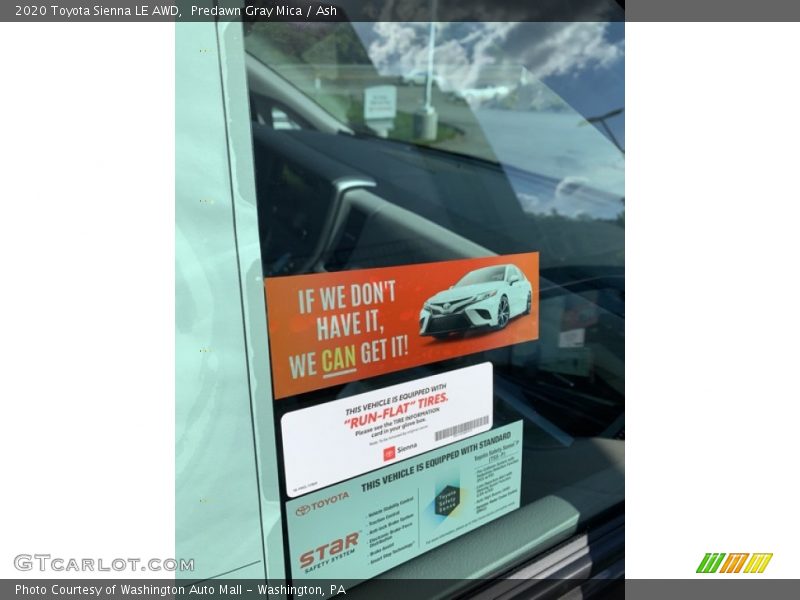 Predawn Gray Mica / Ash 2020 Toyota Sienna LE AWD
