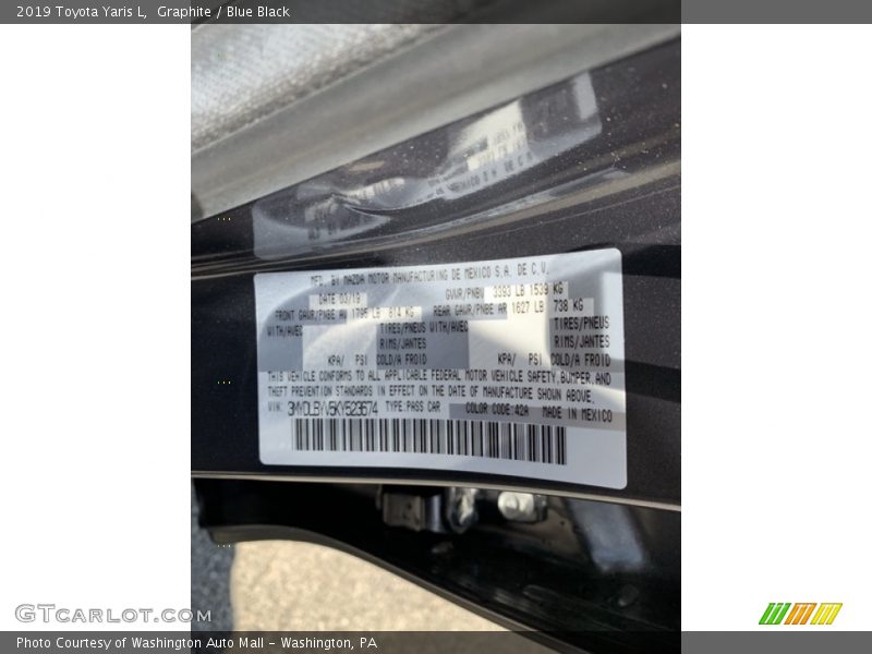 Graphite / Blue Black 2019 Toyota Yaris L